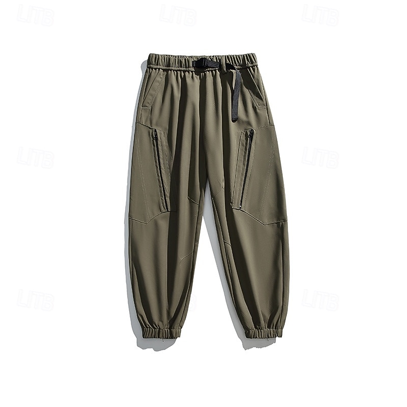 Homens Calças de Trilha Calças impermeáveis Calças com cordão Calças Softshell Ao ar livre Normal Prova-de-Água A Prova de Vento Calças Bolsos Cintura elástica Preto Branco Acampar e Caminhar Corrida de 2025 por $48.99 –P13