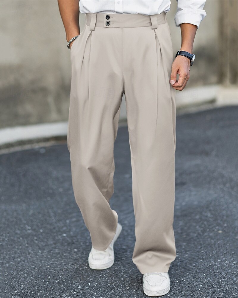 Herren Anzughose Hose Chinos Stoffhosen Tasche Knöpfe Einfach Komfort Formell Party Arbeit Mode Klassicher Stil Schwarz Marineblau Mikroelastisch 2025 - $26.99 –P7