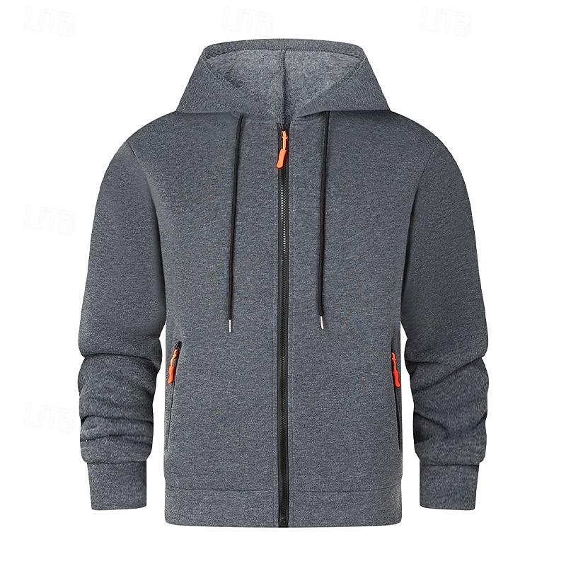 Per uomo Felpa con cappuccio Felpa con cappuccio a zip intera Felpa con cappuccio in pile Felpa con cappuccio tattica Nero Blu marino Grigio chiaro Grigio scuro Con Cappuccio Semplice Cerniera Sport del 2025 a $23.99 –P1