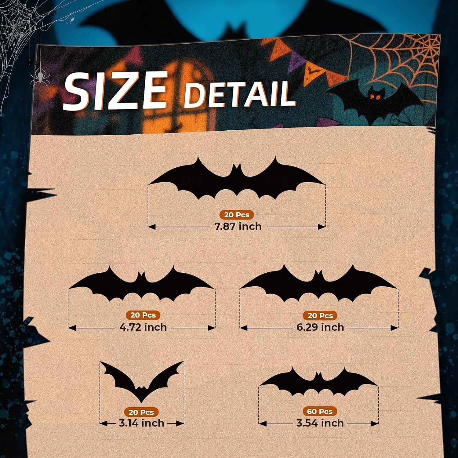 140 ks halloweenských 3D nástěnných dekorací s netopýry, strašidelné samolepky na halloweenskou párty, samolepky na zeď s netopýry, roztomilá halloweenská dekorace do interiéru, do ložnice, koupelny, 2025 - $7.99 –P8