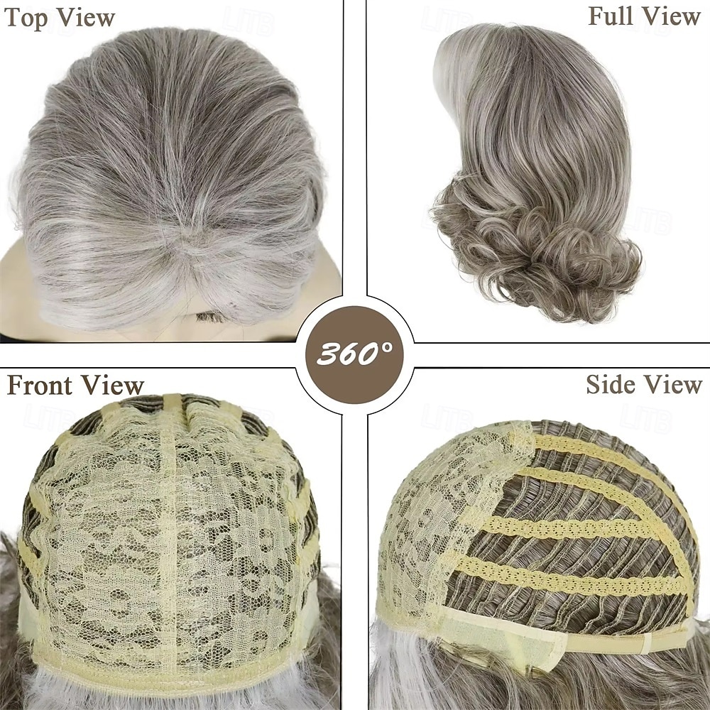 Women’s Silver Grey Short Layered Bob Wig Natural Looking Realistic Synthetic Hair Heat Resistant Side Part Elegant Daily Wear Fashion Style 2026 - $21.99 –P5