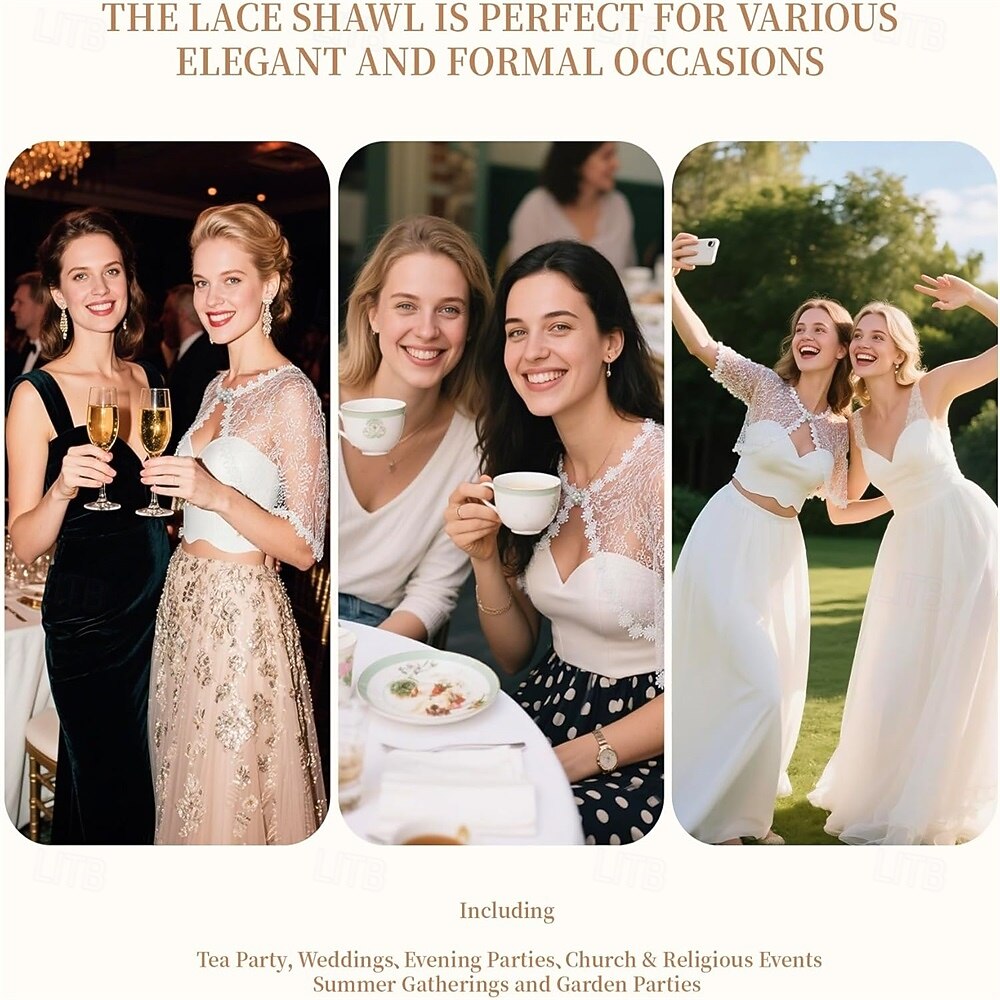 элегантная кружевная шаль для женщин, цветочные кружевные шали и палантины для свадеб, гостей, невест, подружек невесты 2026 - $16.49 –P7