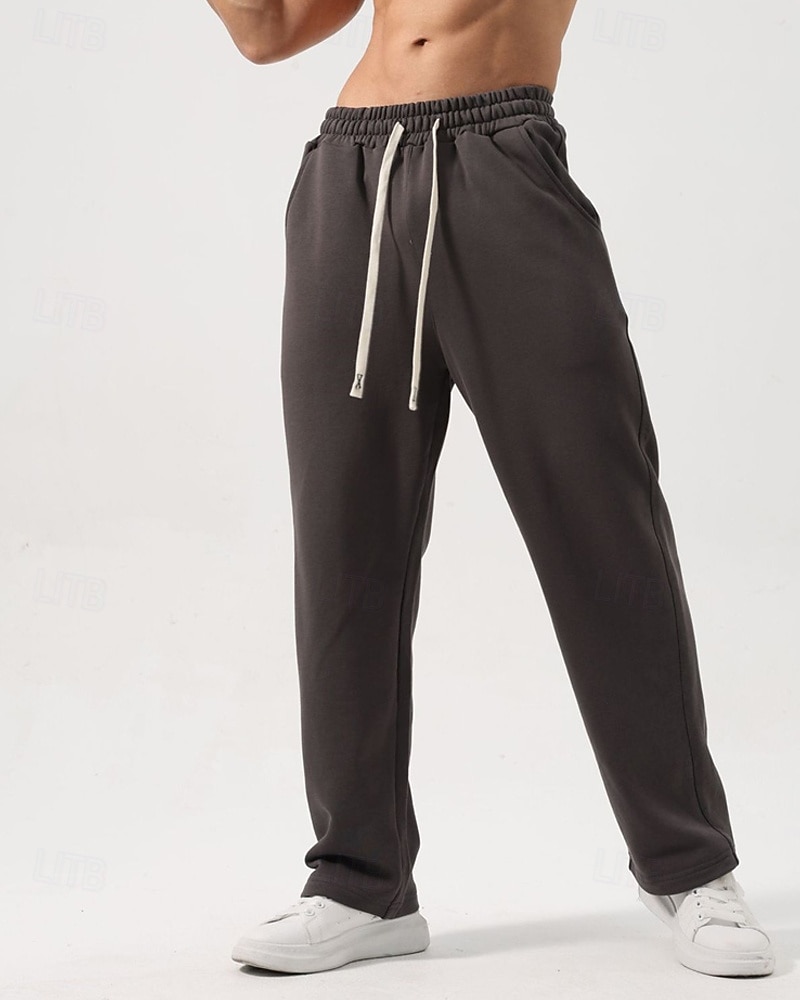 Men's Sweatpants Trousers Straight Leg Sweatpants Drawstring Pocket Elastic Waist Plain Comfort Sports Outdoor Daily Fashion Casual Black White Micro-elastic 2026 - $21.99 –P10