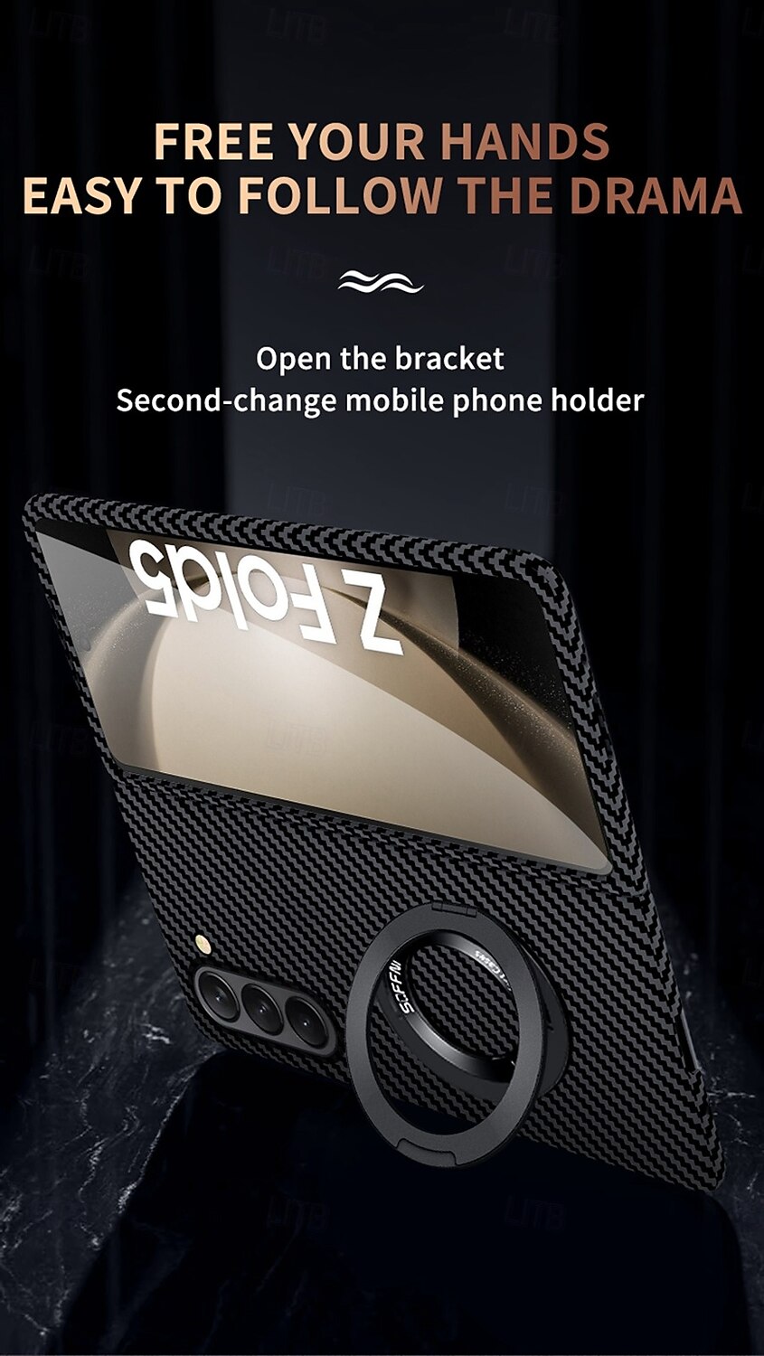 телефон Кейс для Назначение SSamsung Galaxy Z-образный сгиб 7 Z Fold 5 Z Fold 4 Кейс на заднюю панель Поддержка беспроводной зарядки Кольцо Пряжка Защита от удара Ретро Углеродное волокно 2025 - $23.99 –P6