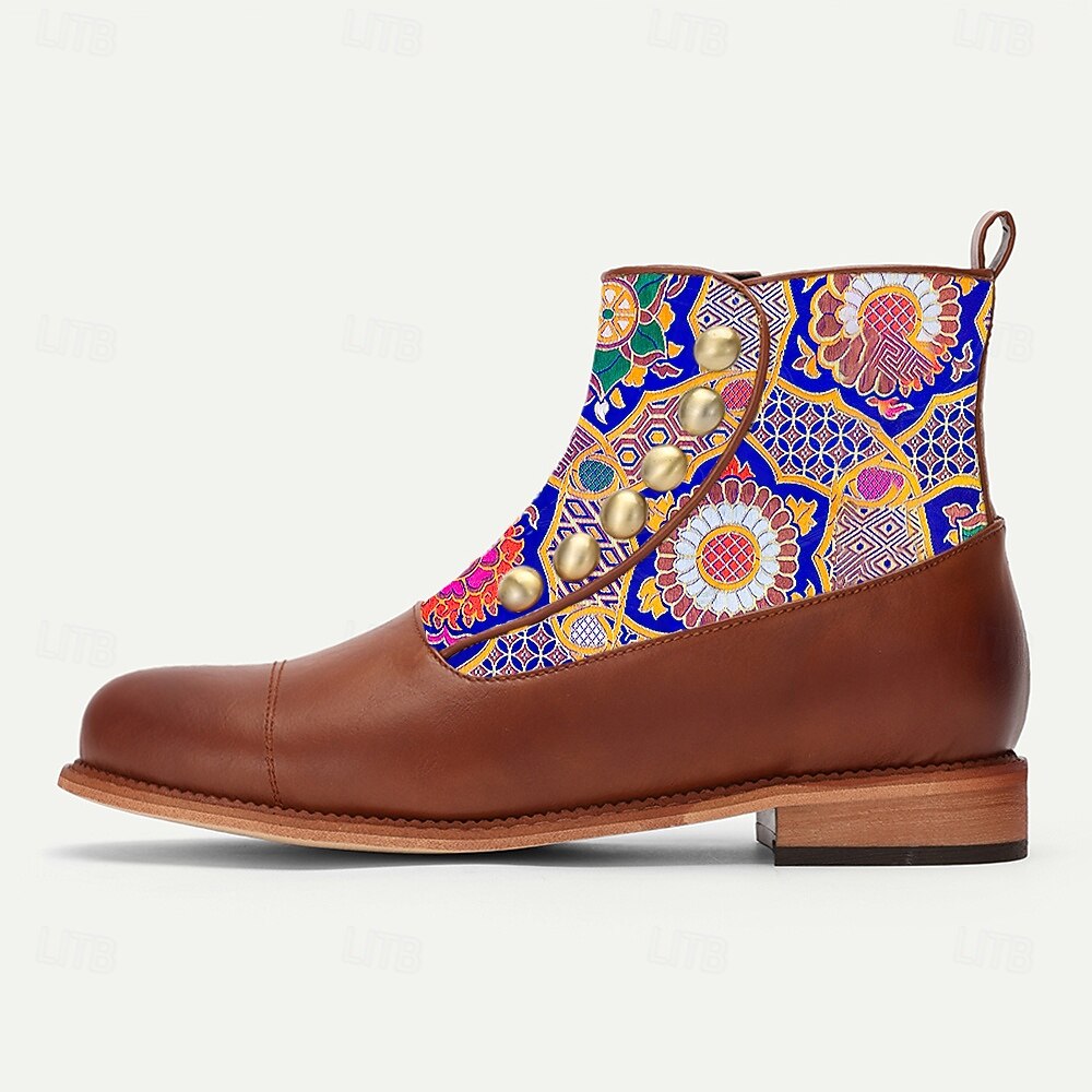 Homens Botas Caminhada Pele PU Tecido Jacquard Confortável Antiderrapante Respirável Botas / Botins Com Cadarço Marrom / Azul Primavera Outono Inverno de 2025 por $46.99 –P5