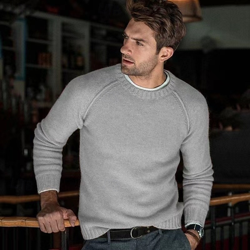 Hombre Pulóveres Suéter de punto Estriado Tejer Tops regulares De Punto Ajustado Plano Cuello Barco Prendas de punto Moderno Casual Ropa Cotidiana Ropa Otoño Color Camello S M L 2026 - $34.99 –P9