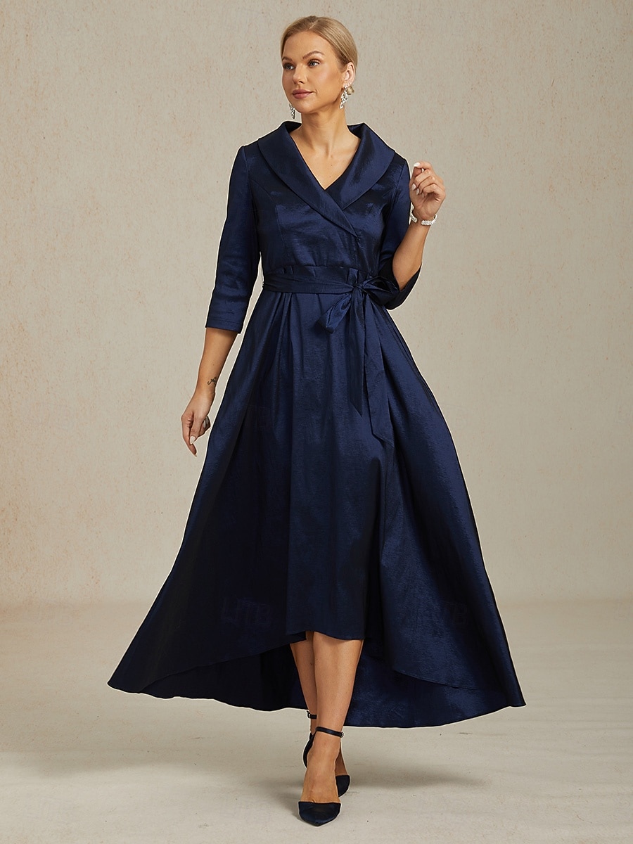 Femmes Robe Maxi Robe de Soirée Élégant ancien Coupe régulière Couleur Unie Manche 3/4 Col en V bleu marine Automne Hiver de 2025 ? $129.99 –P7