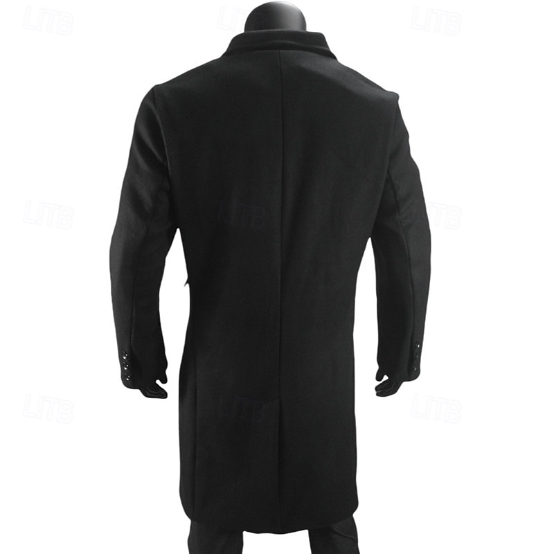 Herren Mantel Trenchcoat Langer Trenchcoat Urlaub Täglich Herbst Winter Polyester Winddicht Warm Oberbekleidung Bekleidung Mode Klassisch Einfach Tasche Revers Doppelreihig 2025 - $44.99 –P13
