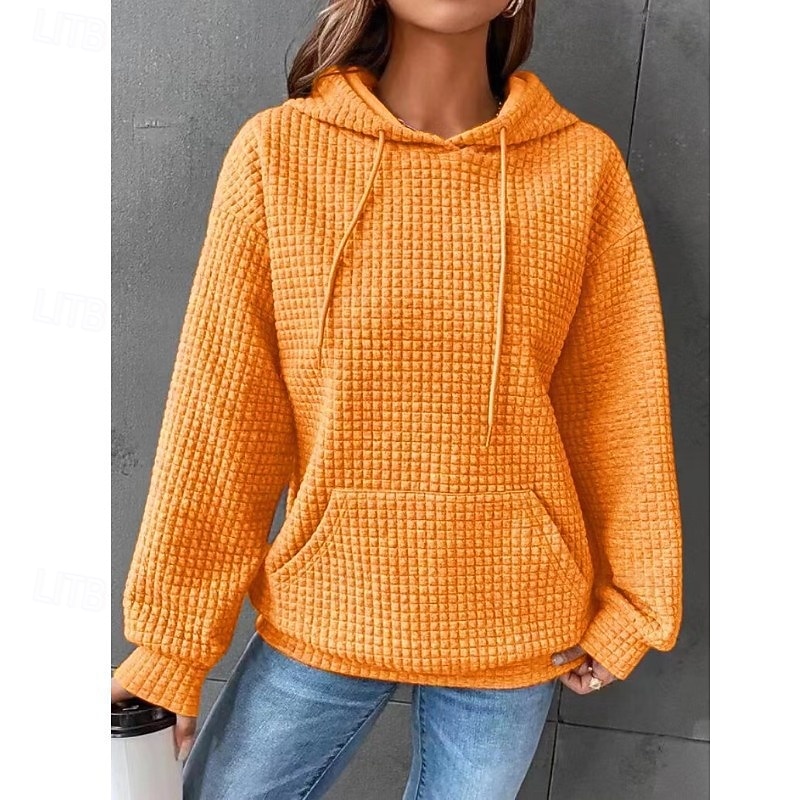 Per donna Felpa con cappuccio Casual Comodo Manica Lunga Con Cappuccio Top Regolari Casuale Tasca Frontale Marrone rossastro Nero Bianco Giallo Rosa Autunno Inverno del 2025 a $25.99 –P17