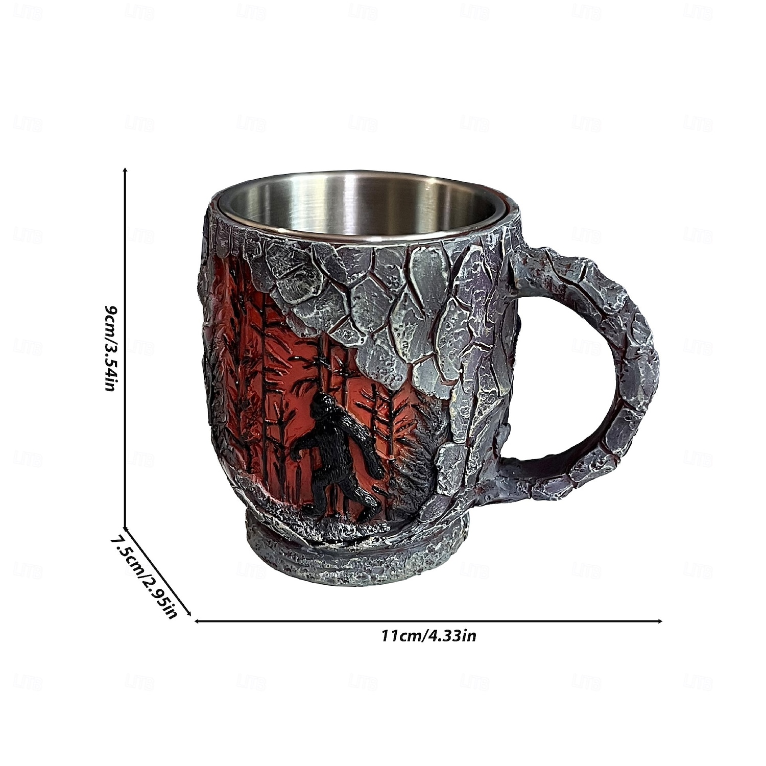 Кружка из смолы с изображением лесного пожара в виде бигфута, винтажная 3D кружка с изображением бигфута, кружка для кофе на открытом воздухе, кружка для костра, кружка для кемпинга, кухни, для 2026 - $24.99 –P7