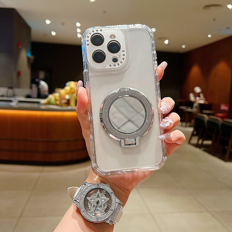 2025年 電話 ケース 用途 16 15 14 Pro Max Plus 16e 13 Pro Max バックカバー ミラー キックスタンド 耐衝撃 レトロ風 TPU PC コレクション – $11.99 –P13