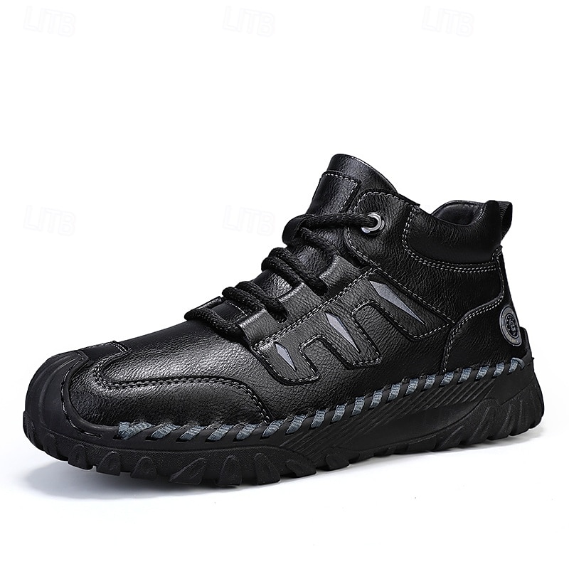 Men's Coffee Brown Leather Sneakers with Contrast Stitching and Cushioned Sole – Comfortable Casual Shoes for Outdoor Adventures and City Fashion 2025 - $54.99 –P3