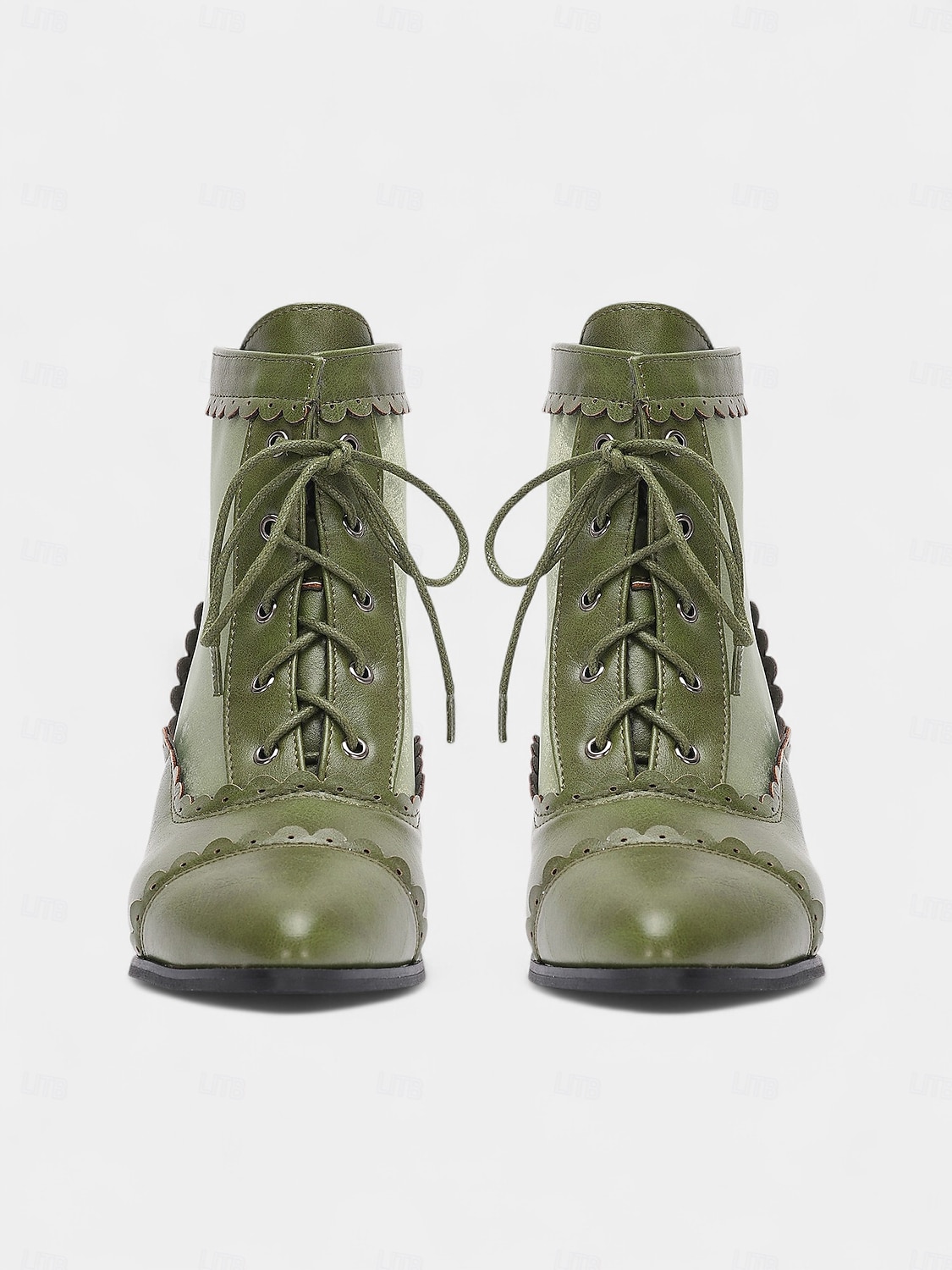 Bottines à lacets victoriennes bleu clair des années 1920 pour femmes – talons brogues à bords festonnés avec design bicolore, style vintage édouardien pour costumes rétro, cosplay, goûters et tenues quotidiennes de 2025 ? $54.99 –P6