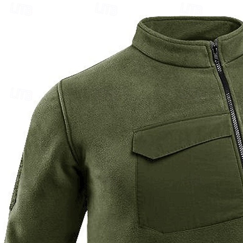 Per uomo Felpa con cappuccio Felpa con cappuccio e zip corta Felpa con cappuccio in pile Felpa con cappuccio tattica Nero Verde militare Grigio Collo Alto Semplice Cerniera Sport & Outdoor Casuale del 2025 a $23.99 –P4