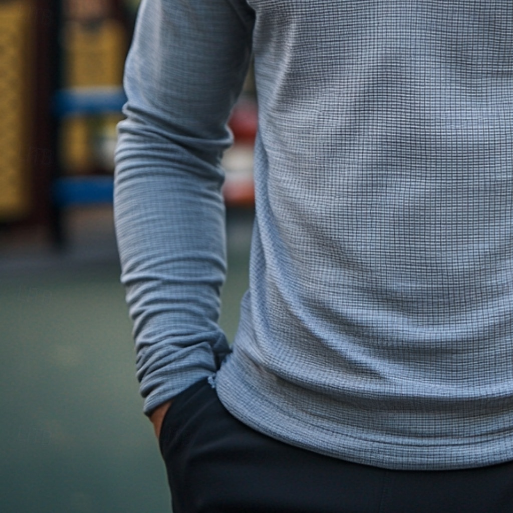 Herren Waffel-Poloshirts Viertel-Reißverschluss-Poloshirt Outdoor Lässig Reißverschluss Viertelreißverschluss Langarm Mode Modern Einfarbig Texture Gestrickt Frühling & Herbst Ganzjahres Schmale 2025 - $21.99 –P3