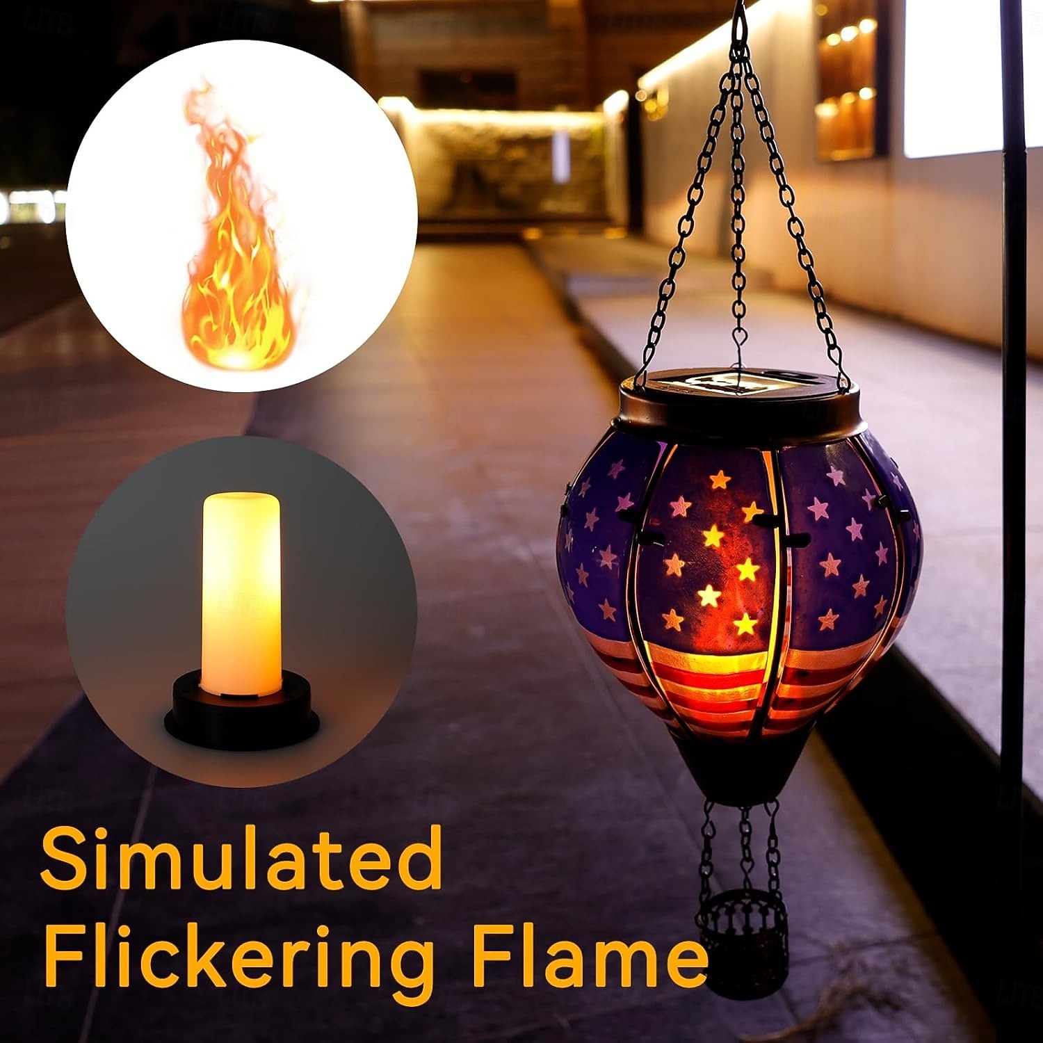 hőlégballon napelemes lámpa kültéri narancssárga piros vízálló függő napelemes lámpa pásztorhoroggal kerti teraszra verandára fa pavilon ünnepi dekoráció ajándék 2026 - $28.99 –P4