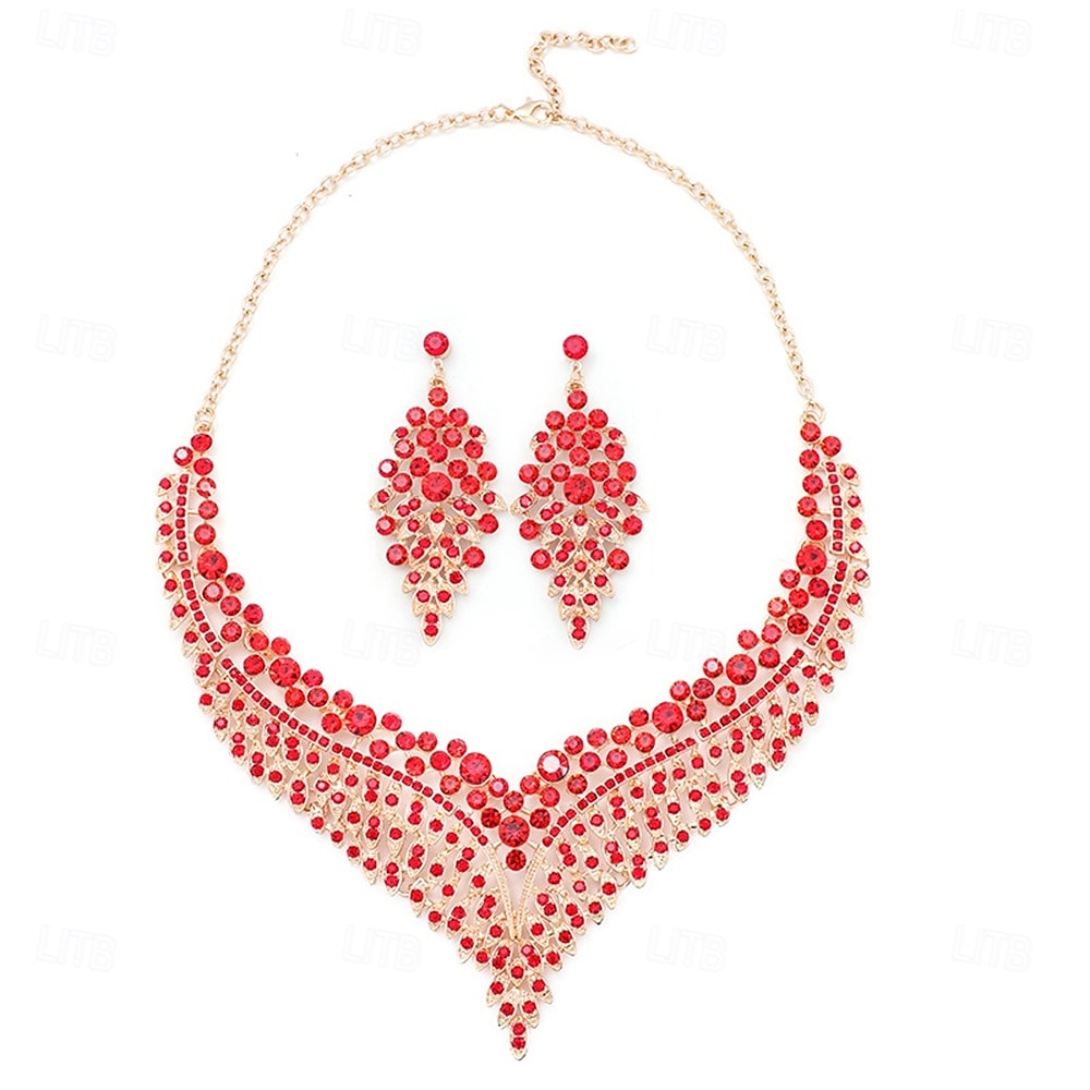 Parure de bijoux 2 Chrome 1 Collier Boucles d'oreilles Femmes Élégant ancien Mode Le style rétro Classique Parure de Bijoux Pour Mariage Soirée robe demoiselle d honneur de 2025 ? $19.99 –P6