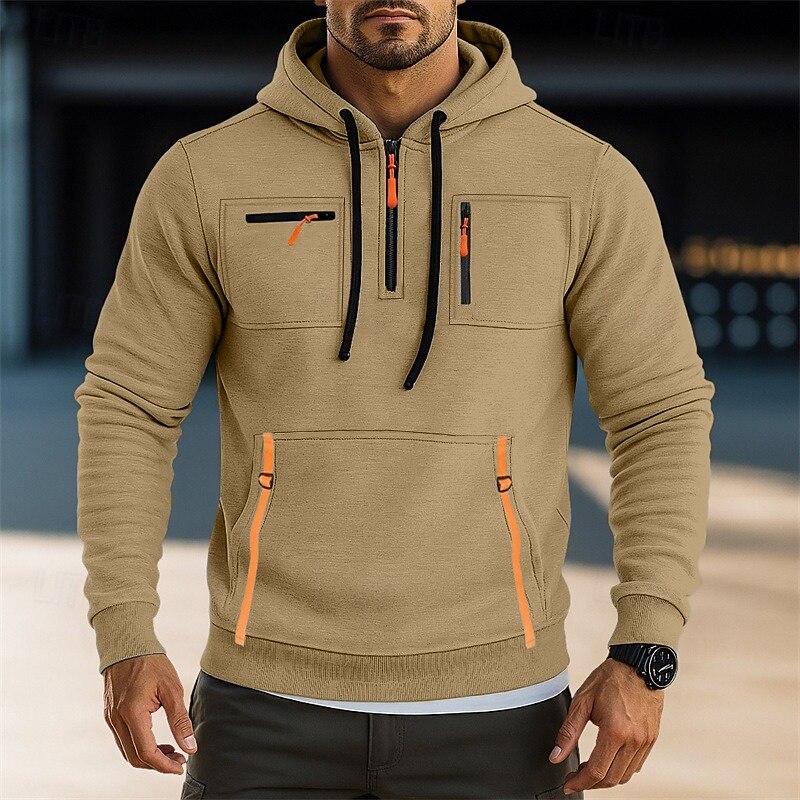 Per uomo Felpa con cappuccio Felpa con cappuccio a zip intera Felpa con cappuccio in pile Felpa con cappuccio tattica Nero Verde militare Blu marino Cachi Grigio chiaro Con Cappuccio Semplice del 2025 a $23.99 –P4