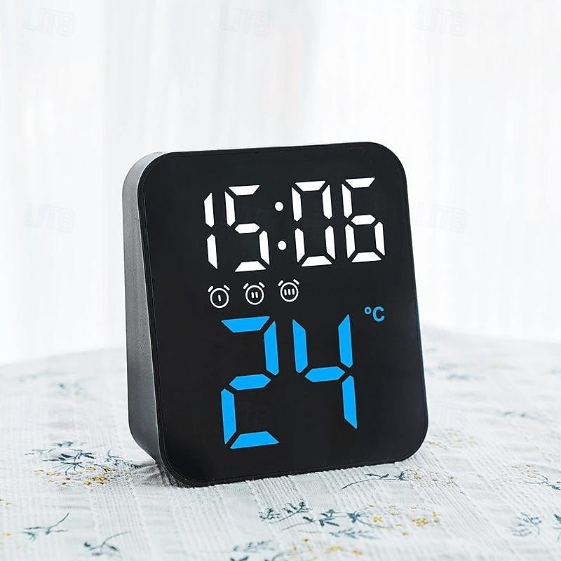 Relógio de parede digital LED com display de temperatura e tempo, despertador de mesa com brilho ajustável, decoração para casa e mesa, relógio eletrônico de 2025 por $16.99 –P7