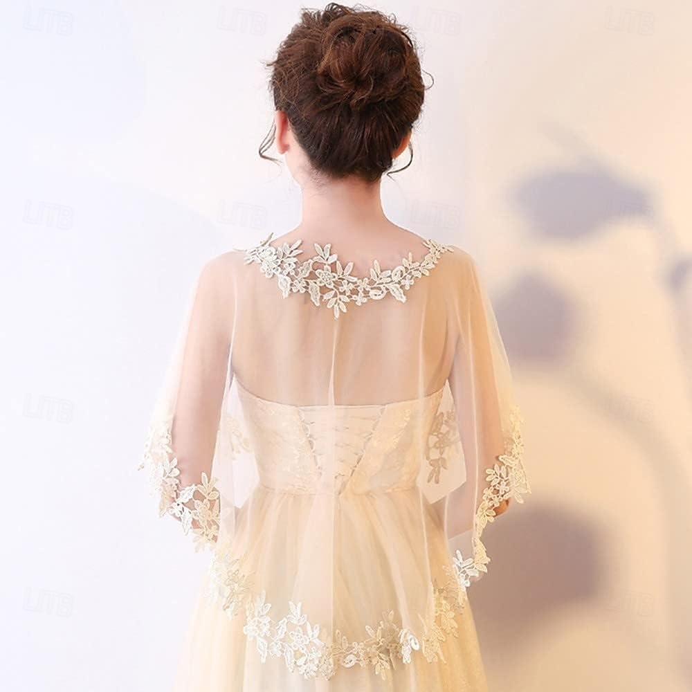 Chaquetas de bolero de encaje para novia, boda, chal, fiesta formal, graduación, noche, capa para novia, dama de honor, encogimiento de hombros 2026 - $17.49 –P4