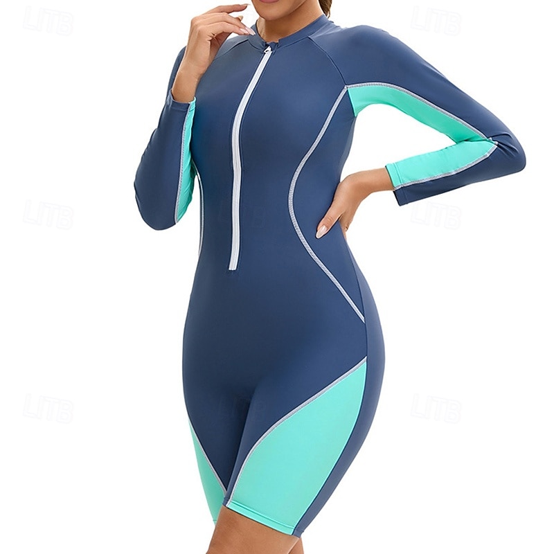 Femmes Maillot de bain Maillot Anti UV Protection Solaire UV UPF50+ manche longue Maillot de Bain Zip Up Natation Surf Patchwork Été Printemps Automne de 2025 ? $27.99 –P3