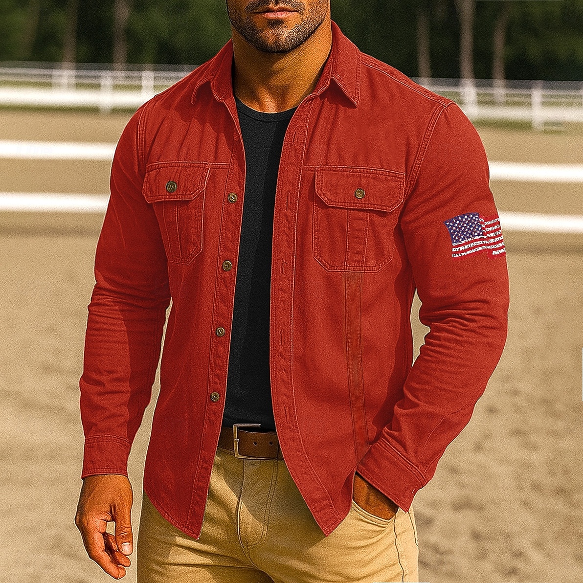 Herren Amerikanische US-Flagge Arbeitshemd Westernhemd Cargohemd Langarm Lässig Taktisch Sport im Freien Arbeitskleidung Frühling Herbst Umlegekragen Zwei Fronttaschen Hemden mit Knopfleiste Schwarz 2026 - $29.99 –P4