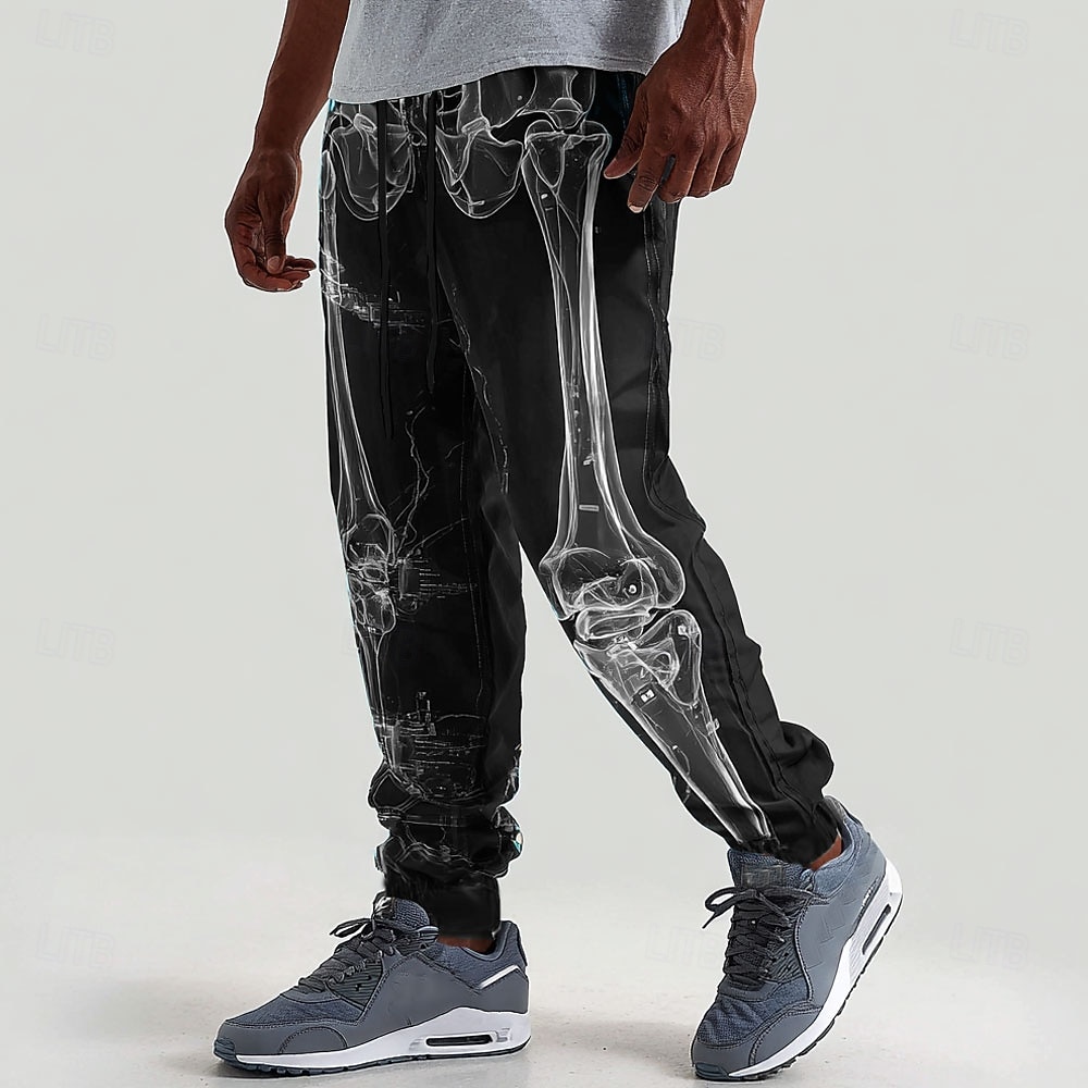 Pantaloni tuta da uomo scheletro neon glow pantaloni jogger pantaloni vita media cordoncino vita elastica stile punk gotico scuro vacanza streetwear pantaloni sportivi con tasche primavera autunno 3D del 2026 a $24.99 –P4