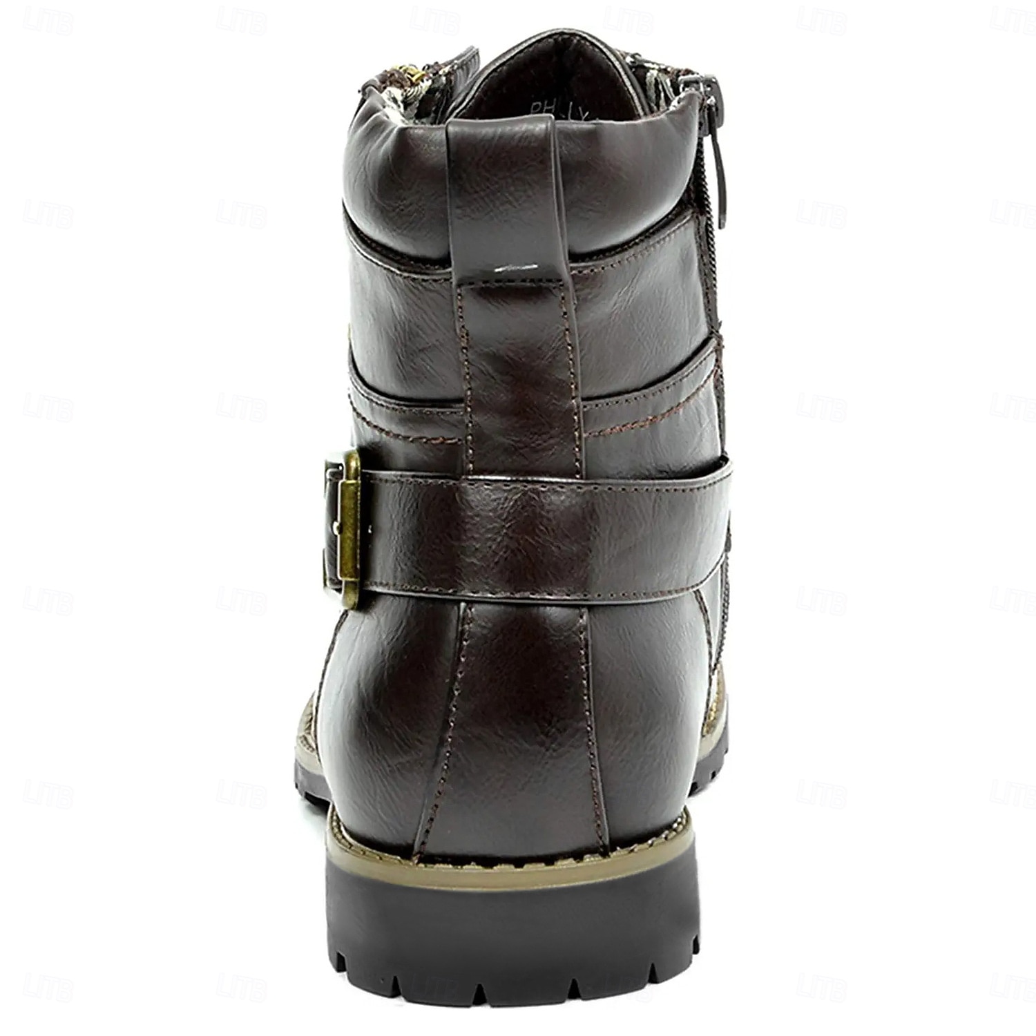 botas de combate masculinas com zíper lateral e fivela - botas de cano curto com cadarço de moda casual para roupas urbanas e do dia a dia de 2025 por $59.99 –P11