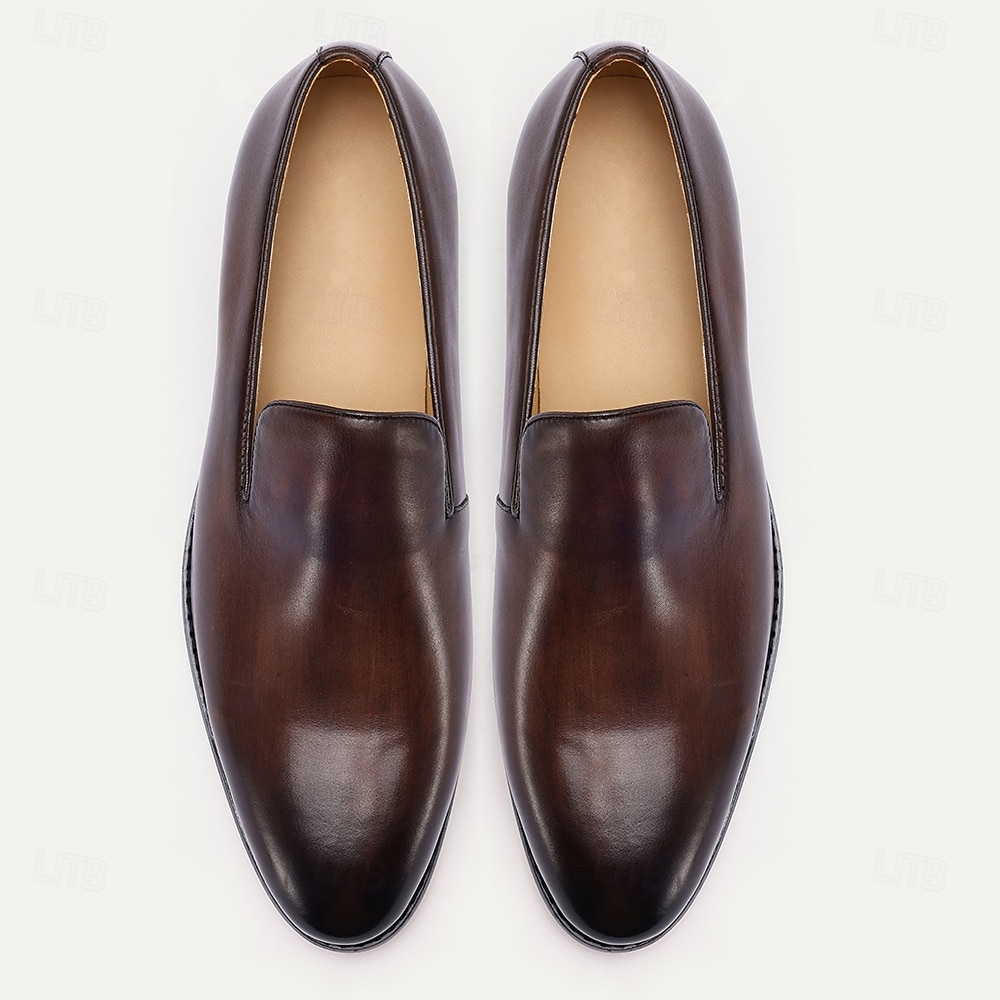 Brune slip-on-loafers i skinn for menn – komfortable, casual forretningssko til kontor, fester og hverdagsbruk 2025 - $109.99 –P4