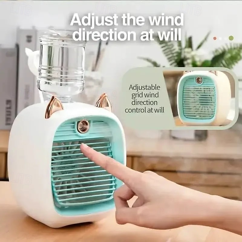 Ventilatore portatile per bambini, mini ventilatore ricaricabile con design a forma di volpe, umidificatore con nebulizzatore, apparecchio da scrivania estivo, raffrescatore d'aria portatile personale per uso domestico e in ufficio del 2025 a $19.99 –P3