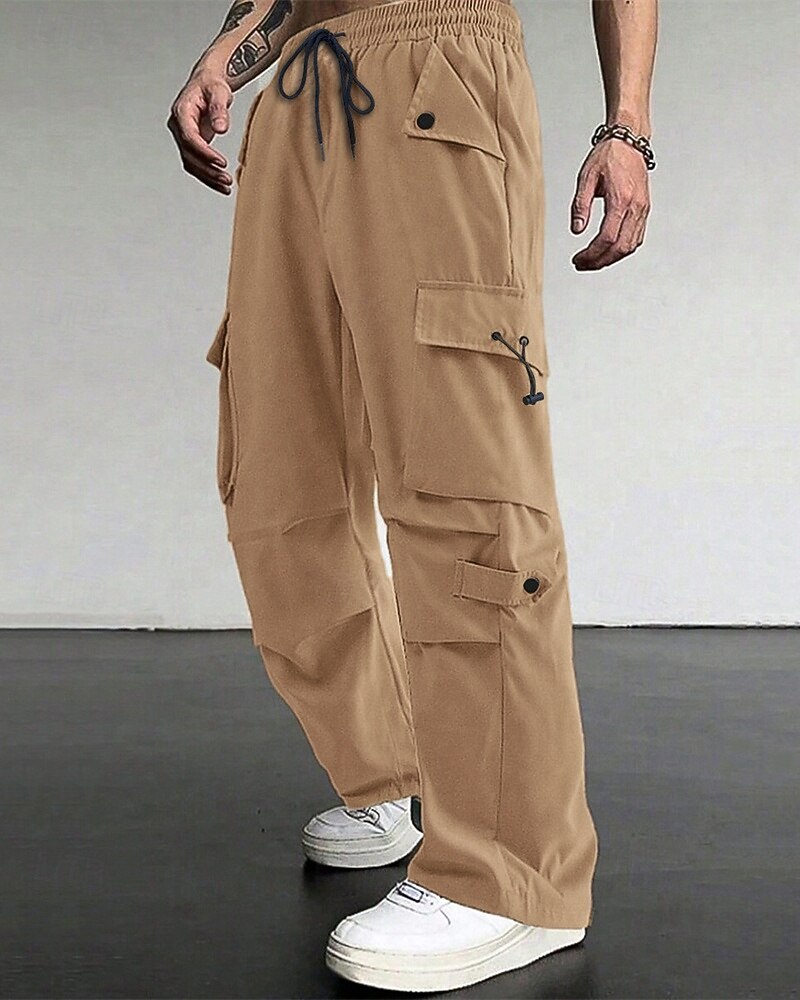 Per uomo Pantaloni Cargo Pantaloni Coulisse Elastico in vita Multi-tasche Semplice Indossabile All'aperto Quotidiano Campeggio & Escursionismo Moda Classico Nero Verde militare del 2025 a $25.99 –P1