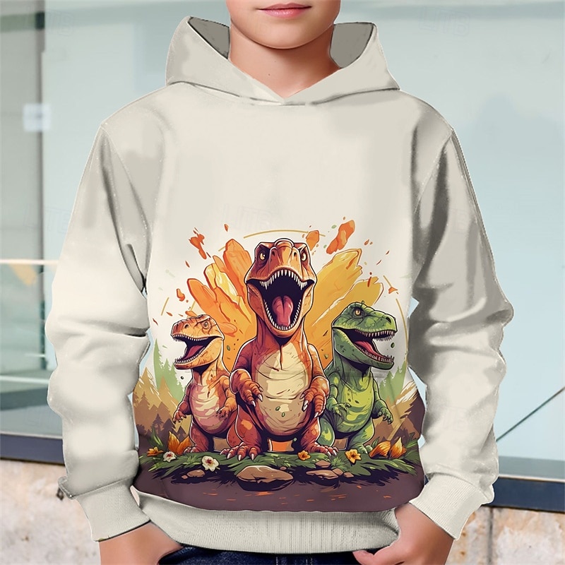 Pojkar 3D Dinosaurie Huvtröja Långärmad Vår Höst Mode Streetwear Barn 4-12 år Huva Utomhus Ledigt Dagligen Normal 2025 - $18.99 –P5