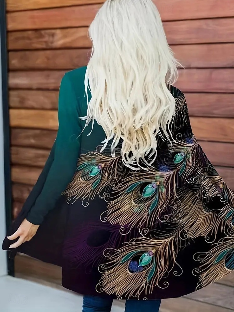 Pentru femei Palton Ușor Comfortabil Imprimeu Activ Epocă Casual Geometric Casual Scurt Fără Guler Fit regulat Manșon Lung Îmbrăcăminte exterioară Albastru piscină Mov Portocaliu Primăvară Toamnă 2025 - $23.99 –P3