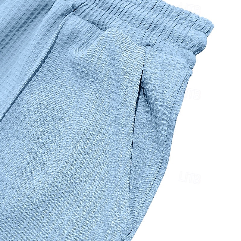 Hombre Pantalones de Deporte Pantalones Pantalones deportivos de pierna recta Pantalones de gofres Correa Bolsillo Cintura elástica Plano Comodidad Deporte Diario Moda Casual Negro Blanco 2026 - $21.99 –P9