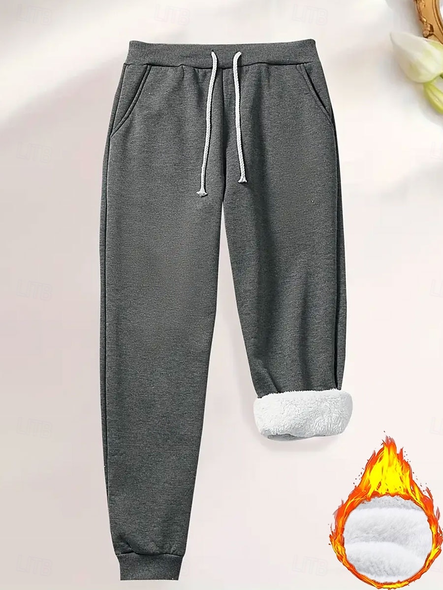 Women's Sweatpants Fleece Pants Trousers Jogging Pants Vacation Vintage Fashion Full Length High Waist Plain Drawstring Pocket Sporty Comfort Warm Soft Micro-elastic Daily Outdoor Sports Blue Dark 2026 - $24.99 –P3