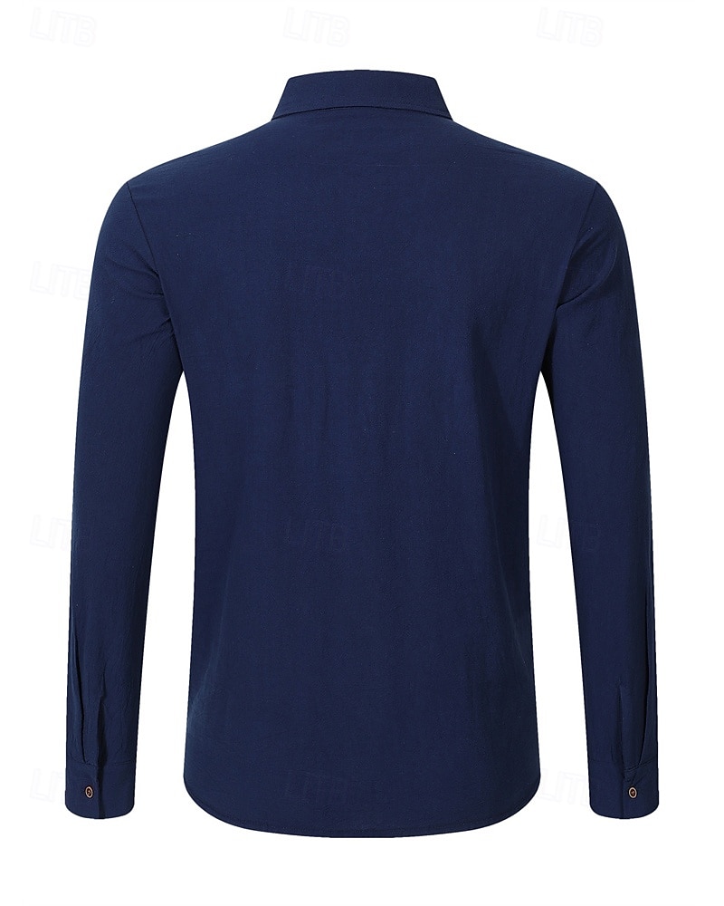 Per uomo Camicia Camicia di lino Camicia casual Camicia con Bottoni Camicia di cotone Semplice Vacanza Camicia hawaiana Nero Bianco Giallo Blu marino Manica Lunga Bavero Primavera Autunno del 2025 a $22.99 –P18
