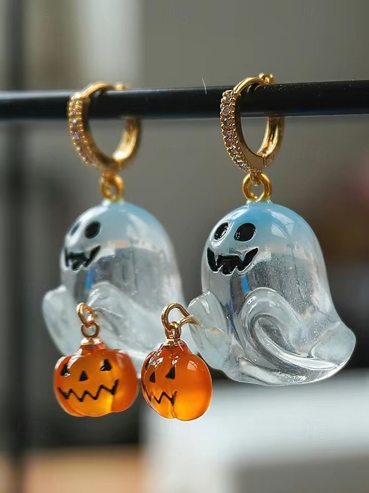 orecchini da donna a forma di fantasma e zucca di Halloween: graziosi gioielli pendenti con dettagli in cristallo per feste in maschera, cosplay e abiti festivi del 2025 a $11.99 –P4