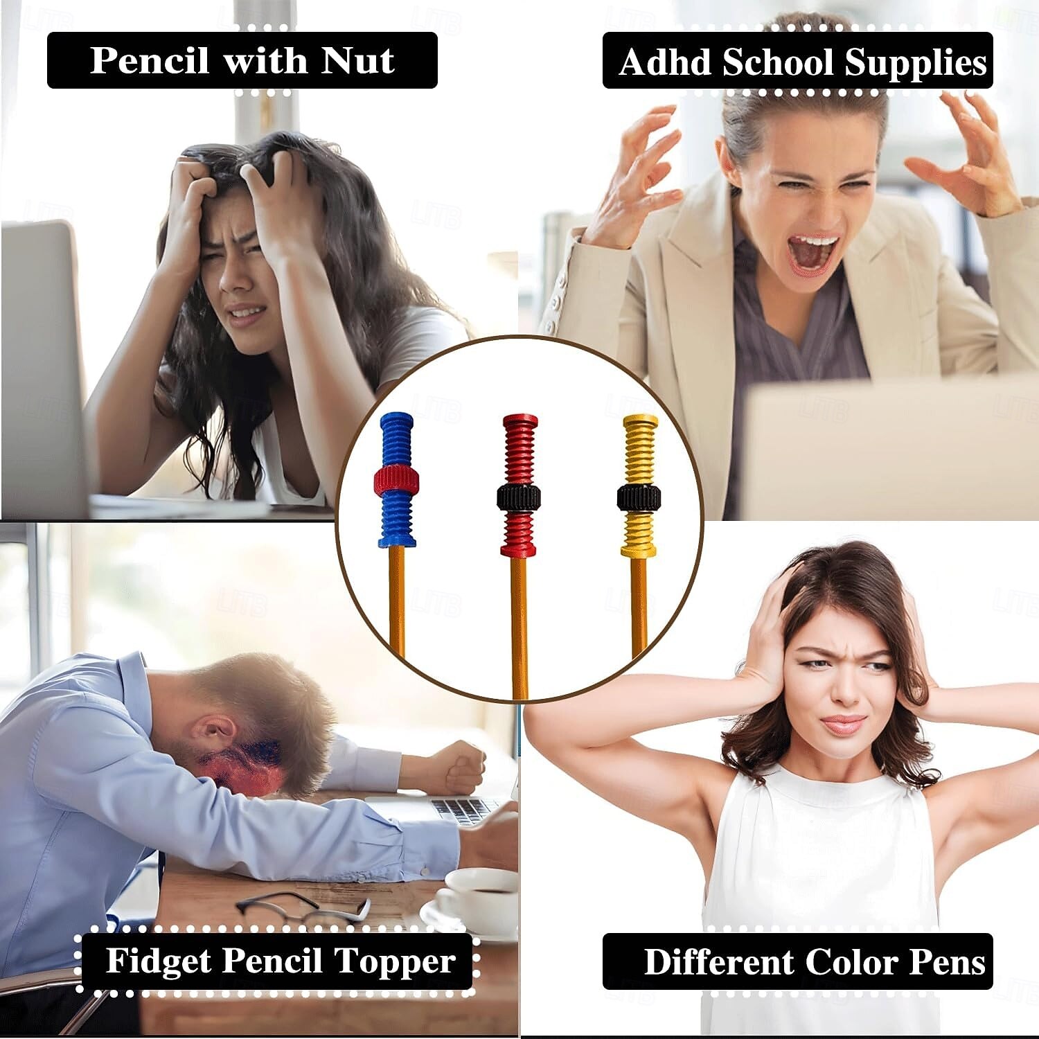 Penna a dado con dado per la decompressione, 10 pezzi, matita filettata per ADHD, strumento sensoriale silenzioso, penna rotante antistress, perfetta per scuola, ufficio, forniture per la casa del 2025 a $24.99 –P6