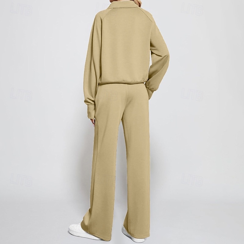 نسائي بدلة رياضية بنطلونات بنطلون واسع الساق دانتيل جيب لون سادة أطقم ملابس رياضية الخريف أسود أبيض الصالة الرياضية رياضات ركض ضد الهواء كم طويل رياضة ألبسة رياضية قابل للبسط عادي 2025 - $34.99 –P18