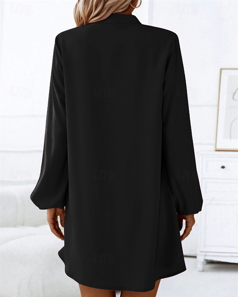 Pentru femei Rochie Mini Rochie casual Modă Clasic Modern În aer liber Vacanță Concediu Fit regulat Simplu Manșon Lung În V Negru Roșu-aprins Maro Trifoi Vară 2025 - $21.99 –P7