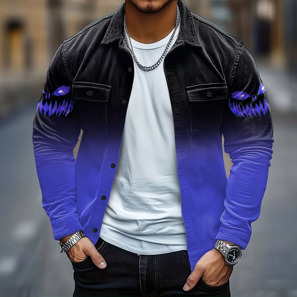 Halloween Per uomo Zucca Costumi Halloween Camicia di Velluto a Coste Giacca camicia Sopracamicia Manica Lunga Stile gotico oscuro Ferie Autunno Inverno Collo ripiegato Bottonato Caldo Giacca con del 2025 a $29.99 –P5