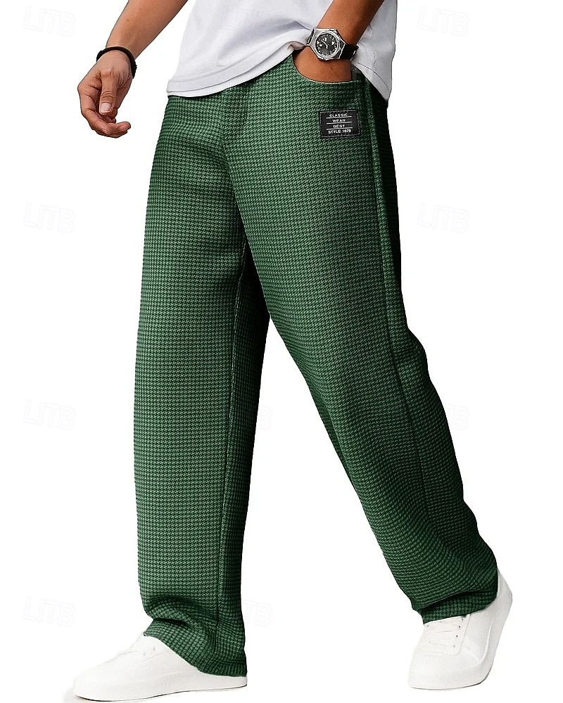 Pánské Tepláky Kalhoty Vaflové kalhoty Šňůrky Kapsy Elastický pas Bez vzoru Pohodlné Denní Outdoorové sporty Módní Na běžné nošení Tmavěhnědá Černá Lehce elastické 2026 - $25.99 –P14
