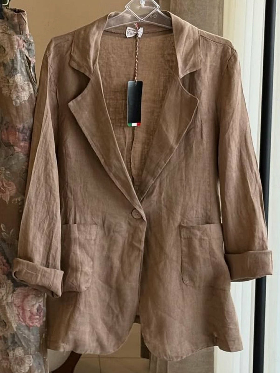 Femmes Blazer Confortable Respirant Avec Poches Boutons Mode Style OL Uni Extérieur Occasionnel Quotidien Simple Boutonnage Régulier Revers Coupe régulière manche longue Vêtements d'extérieur Bleu de 2025 ? $23.99 –P2