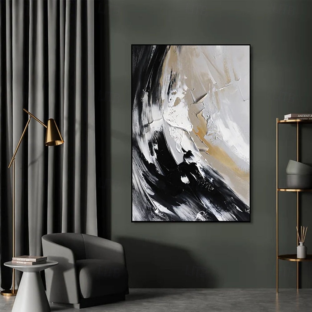 Handmade abstract oil painting Hand Painted ABSTRACT Oil Painting Wall Modern Fashion Abstract Black White Canvas Painting Home Decoration Decor Rolled Canvas Paingtings 2025 - $82.99 –P1
