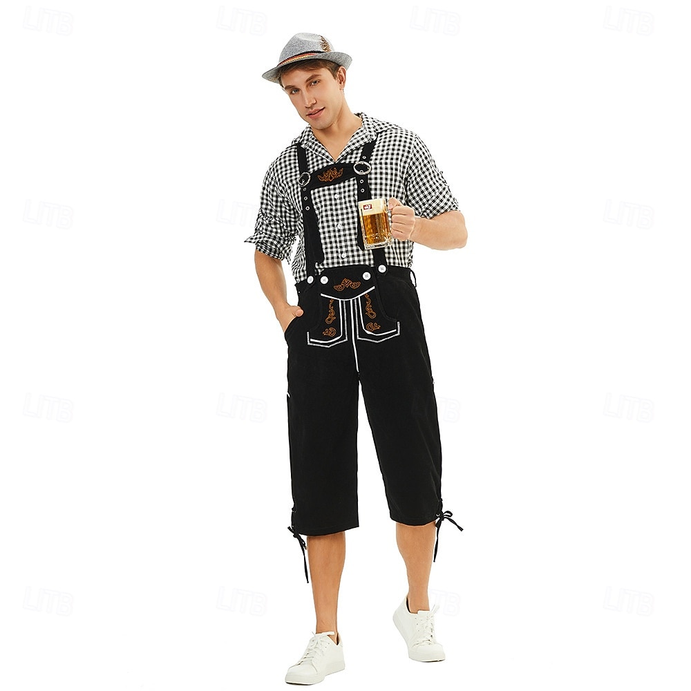 Carnaval Oktoberfest bier Oktoberfest Outfits Gemaskerd Bal Lederhosen Bavarian Duits Traditionele stijl Weiden Voor heren Carnaval Feest Halloween Doek in traditionele stijl Top Short Hoed 2026 - $53.99 –P7