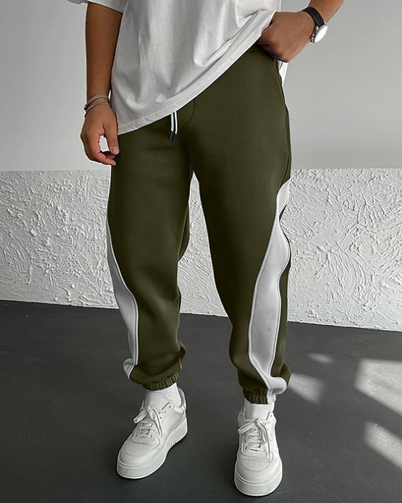 Pánské Tepláky Běžec Kalhoty Šňůrky Kapsy Elastický pas Barevné bloky Pohodlné Outdoorové sporty Denní Módní Na běžné nošení Černočervená Bílá  / modrá Lehce elastické 2025 - $29.99 –P16