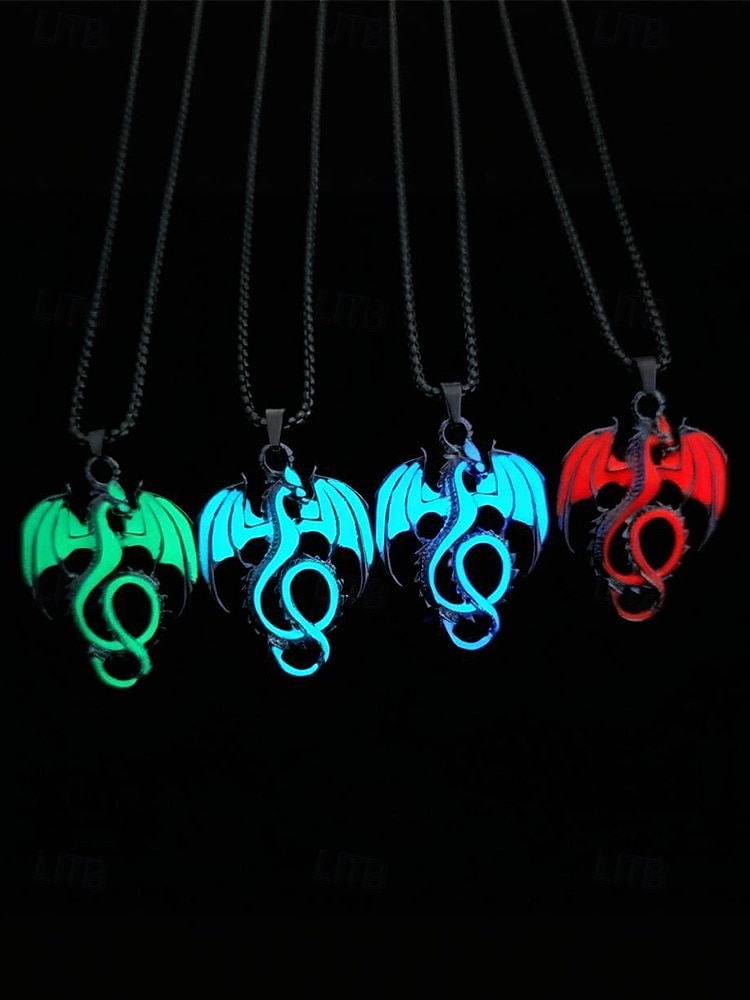 Collier pendentif dragon lumineux pour homme pour Halloween – Bijou gothique lumineux en acier inoxydable pour fêtes, cosplay et vie nocturne de 2025 ? $9.99 –P3