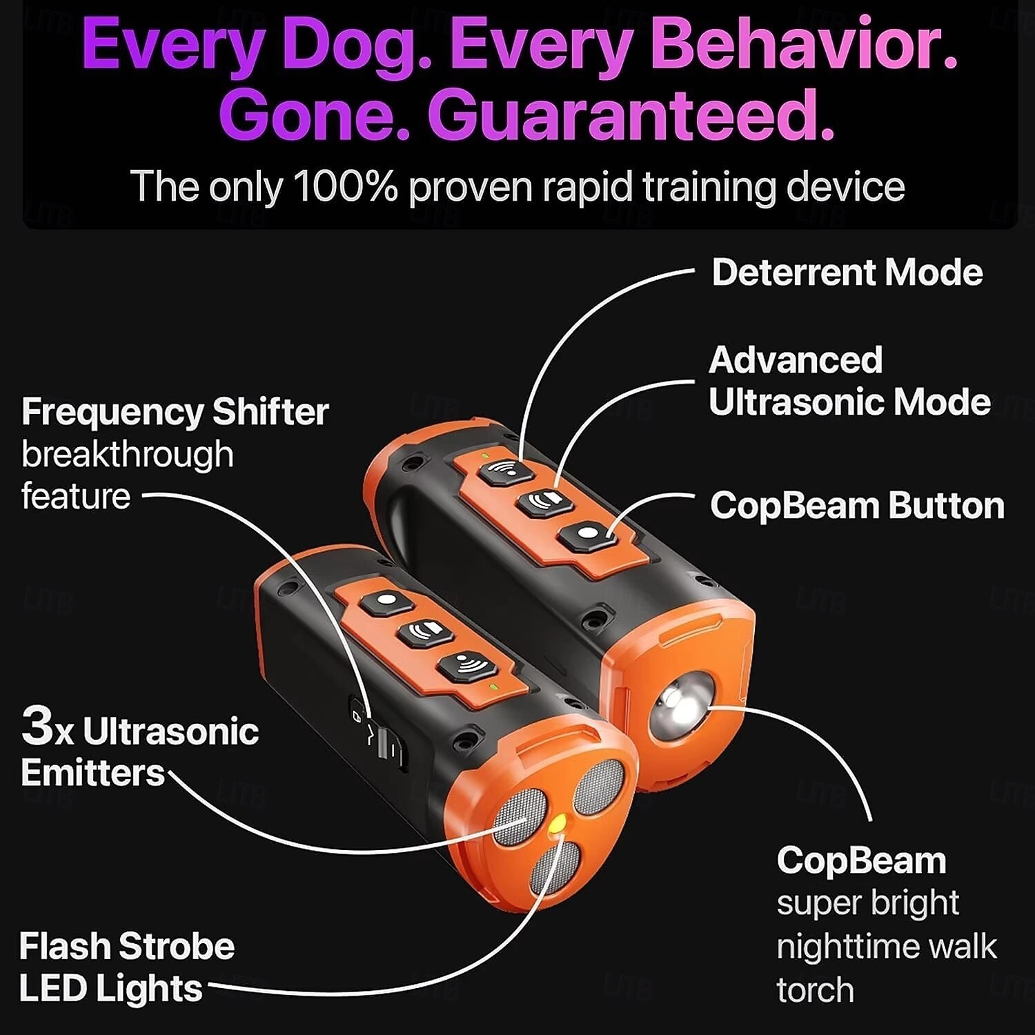 2025年 犬の吠え防止装置 超音波式吠え防止装置3台 6つのトレーニングモード 23フィートの範囲で吠える 懐中電灯付き 安全 &犬のための人道的な充電式コンパクト吠え防止装置  コレクション – $54.99 –P2