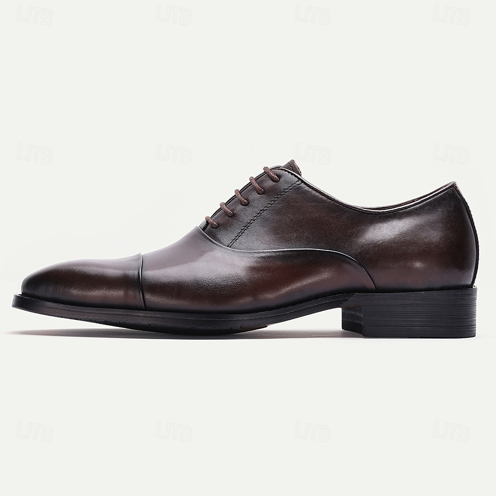 Men's Brown Leather Oxford Dress Shoes – Classic Lace-Up Business Formal Shoes for Office, Weddings and Parties 2026 - $99.99 –P3