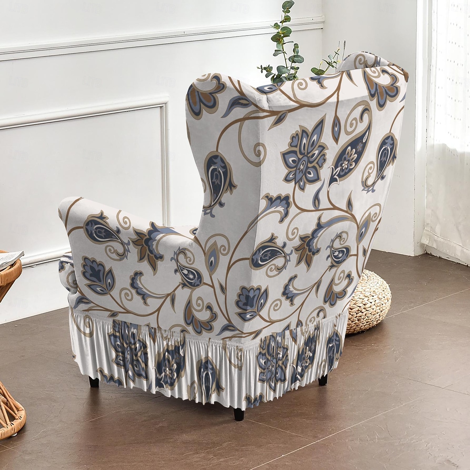 Copripoltrona con schienale alto - copripoltrona in poliestere con stampa floreale/a righe/geometrica, elasticizzati, con fondo antiscivolo, adatti alla maggior parte delle poltrone del 2025 a $30.99 –P5